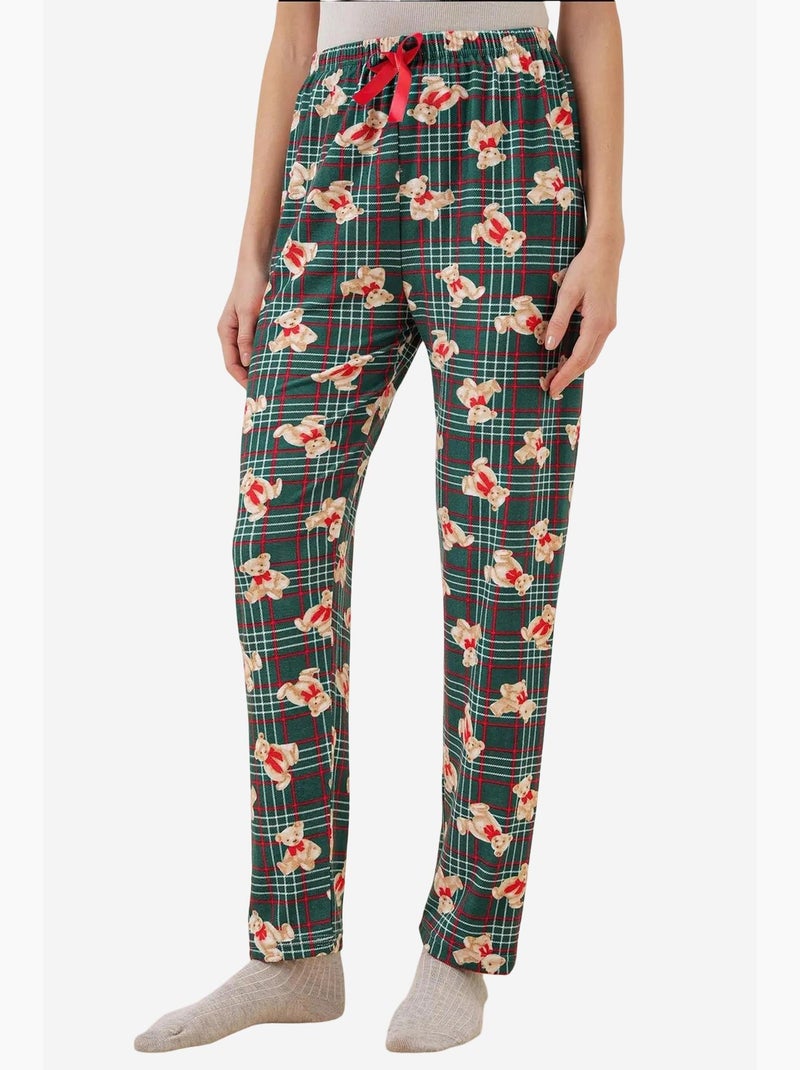 Loungebroek met print en middelhoge taille bdart Smaragdgroen - Kiabi