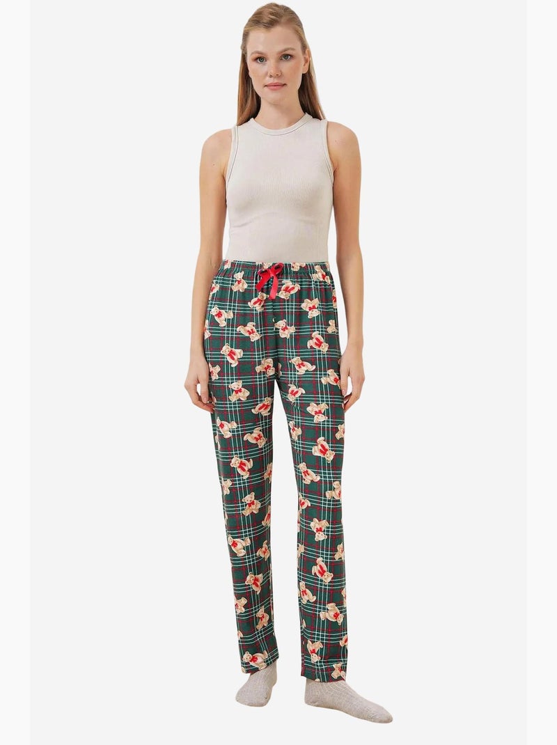 Loungebroek met print en middelhoge taille bdart Smaragdgroen - Kiabi
