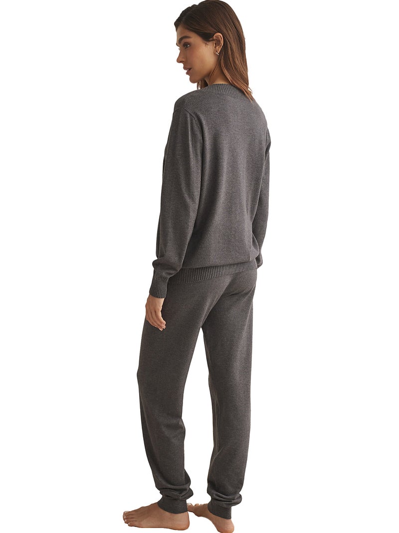Loungewear en loungewear pyjama broek top v-hals tricotp98 Grijs - Kiabi