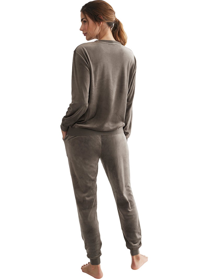 Loungewear en pyjama broek sweatshirt voor binnen sport Kaki - Kiabi