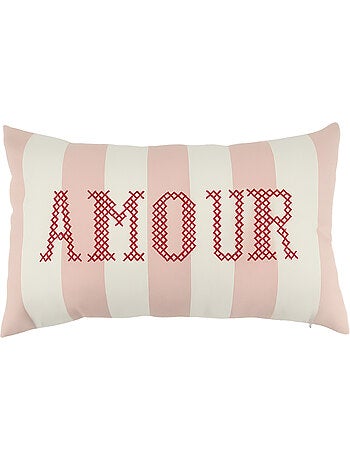 Love" rechthoekig polylin kussen met borduursel