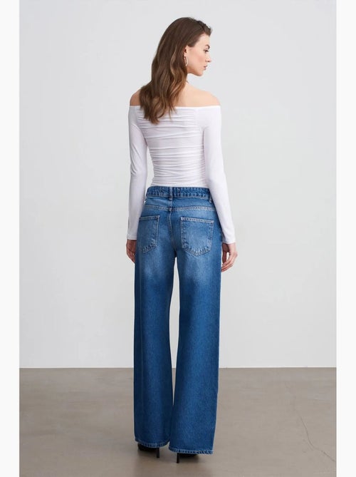 Low-waist jeans met wijde pijp van katoen dilvin - Kiabi Low-waist jeans met wijde pijp van katoen dilvin - Kiabi
