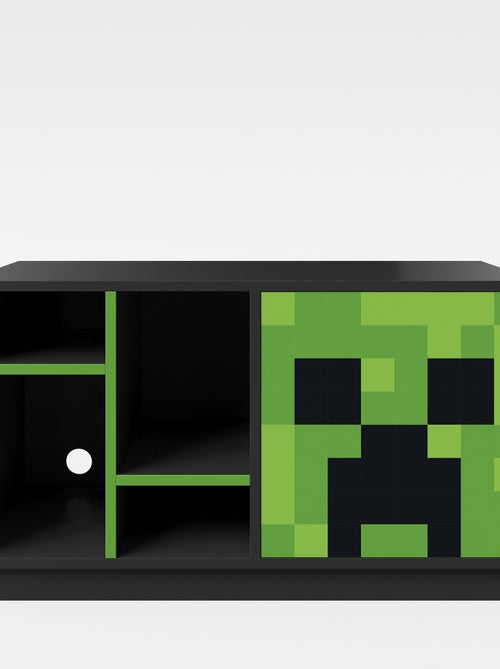 Lowboard TV avec LED et passage de câbles - 4 niches et porte 'Roba' - Minecraft - Kiabi