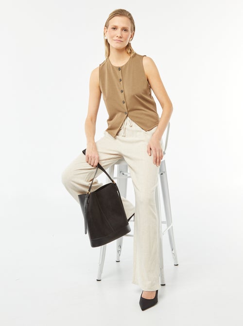 Luchtig, mouwloos jasje met knoopsluiting - Kiabi