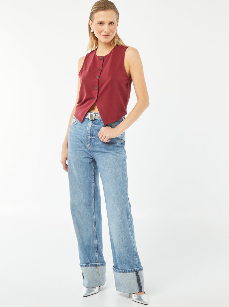 Luchtig, mouwloos jasje met knoopsluiting ROOD - Kiabi