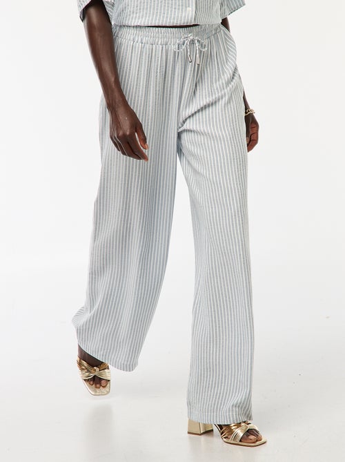 Luchtige broek met strepen en wijde pijpen - Kiabi