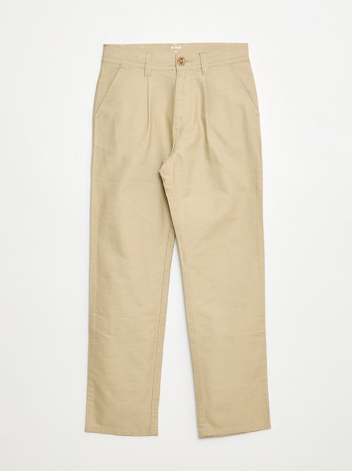 Luchtige broek van Oxford-katoen met linneneffect - Kiabi