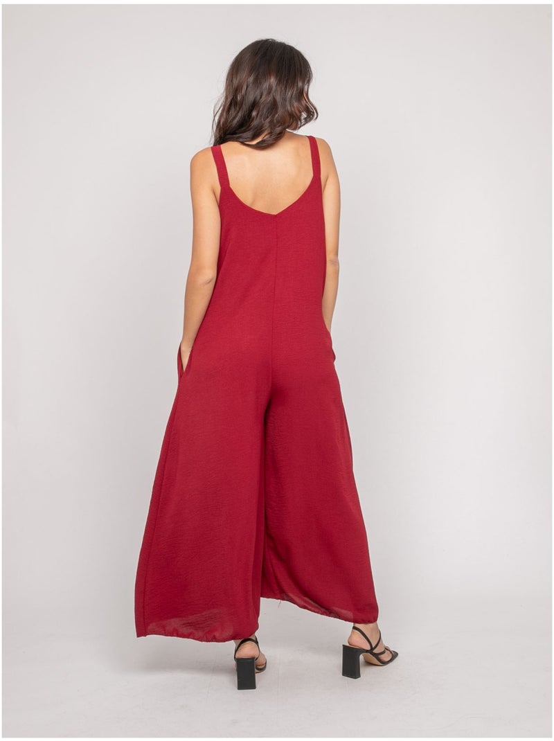 Luchtige jumpsuit met achterkant Bordeaux - Kiabi