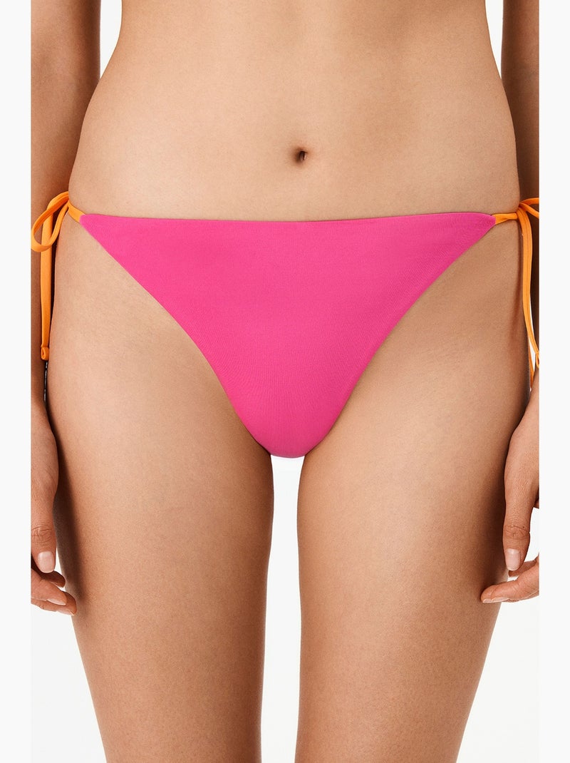 Lucilla bikinibroekje met middelhoge taille penti Fluorroze/Solinotes - Kiabi