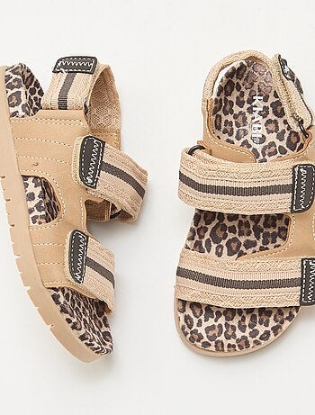 Luipaardsandalen met klittenband