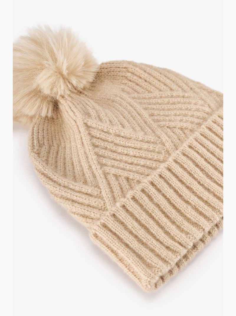 Luisa bonnet rayé penti Beige argile - Kiabi