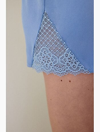 Luna short de pyjama en satin dentelle penti
