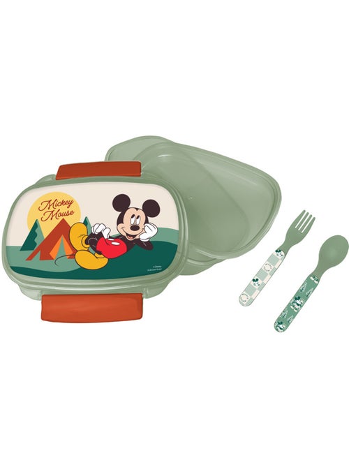 Lunchbox Mickey Mouse van PVC met cuillère en fourchette 17 x 12 x 7 cm - Kiabi