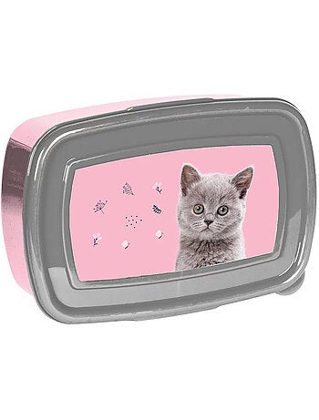Lunchbox NASA kat van PVC 18 x 11 x 6 cm met paneel roze