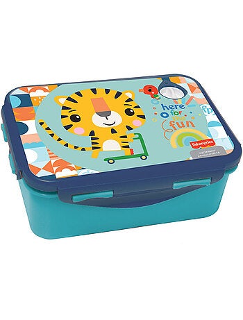 Lunchbox PVC 'Tiger' 17 cm met handvat en bevestigingen zij Fisher Price