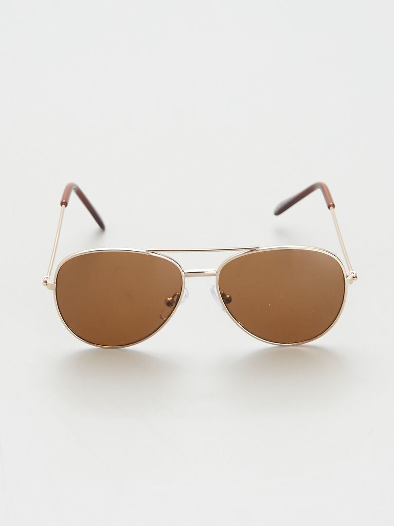 Lunettes De Soleil Aviateur Ill.i Optics - Modèle WA594 - Marron Et Or - Vintage Neuves Avec étiquettes