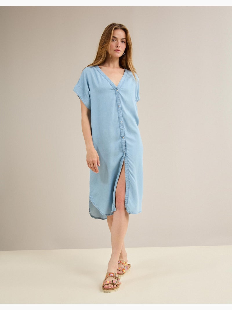 Lyocell-jurk, MO Fashion Blauw - Kiabi