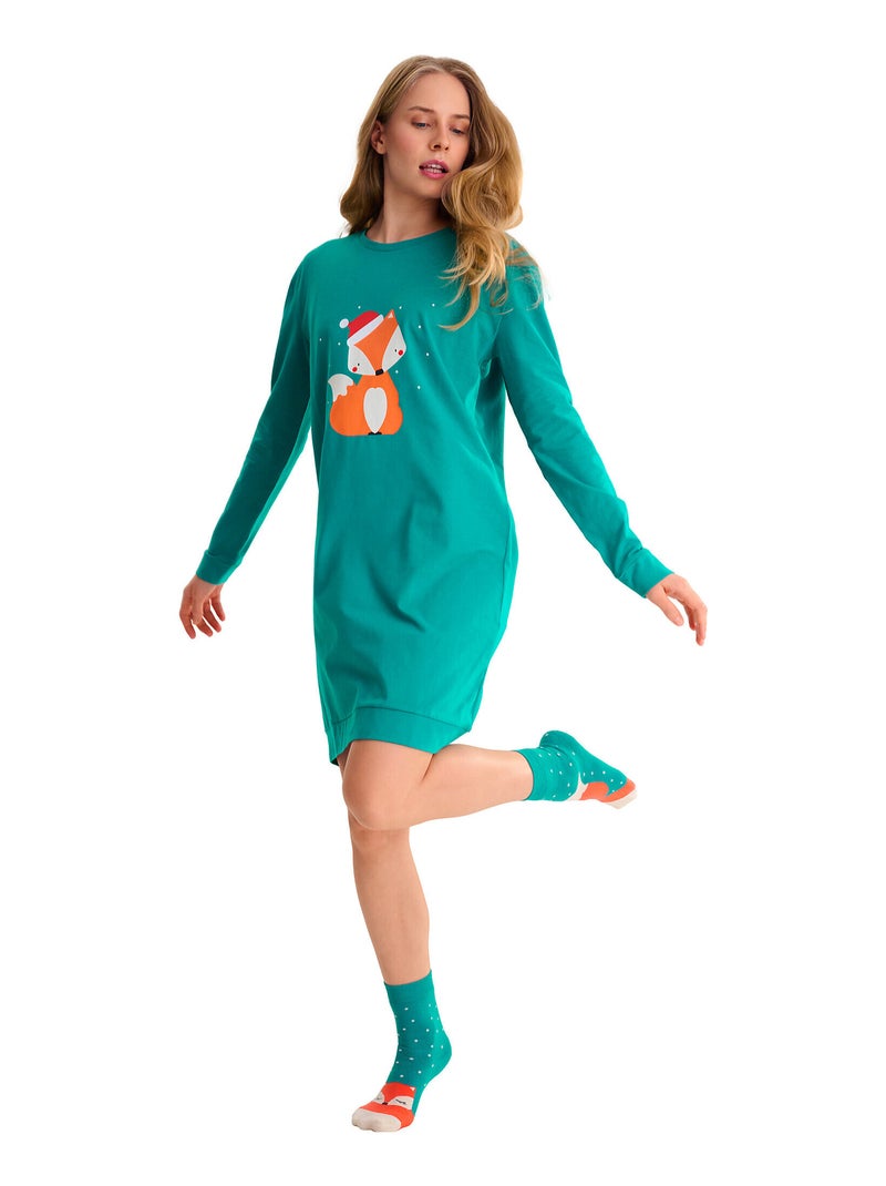 M lang nachthemd foxy Groen - Kiabi