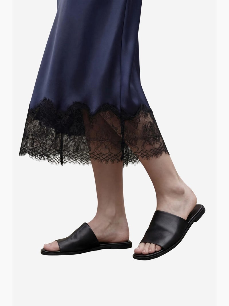 Ma mode jupe midi en satin taille haute my fashion Bleu marine - Kiabi