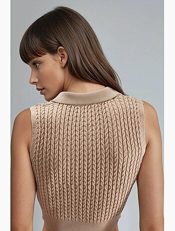 Ma mode pull à col rond en maille torsadée my fashion