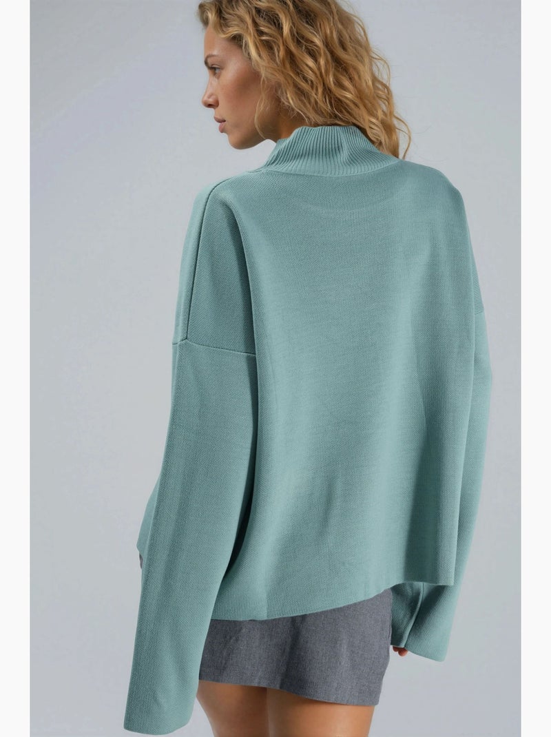 Ma mode pull à col roulé côtelé oversize my fashion Vert pastel - Kiabi