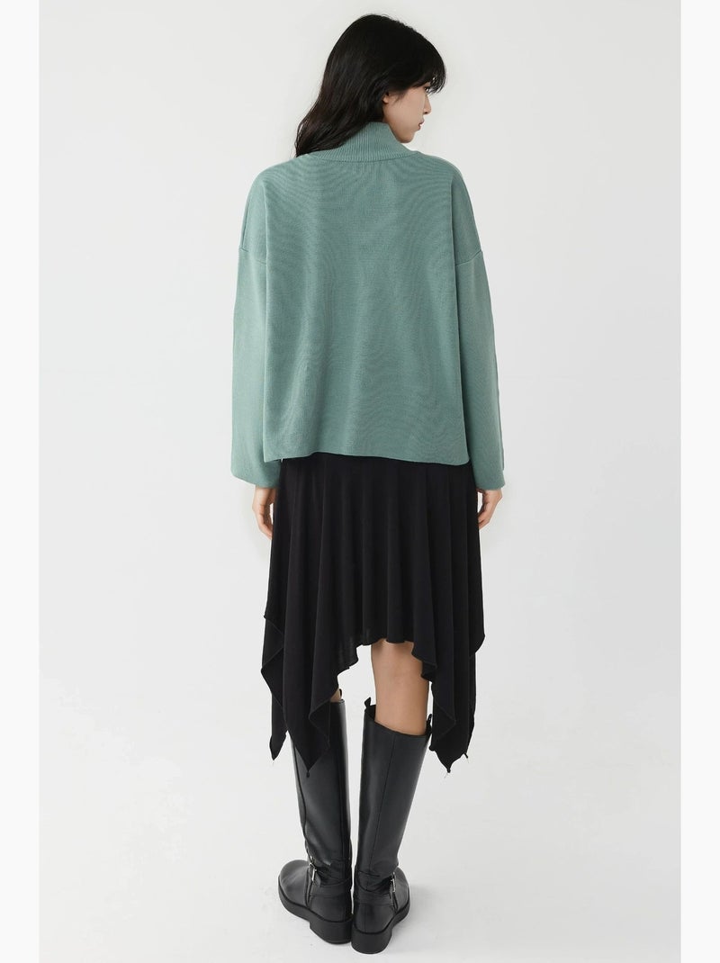 Ma mode pull à col roulé oversize en maille my fashion Vert pastel - Kiabi