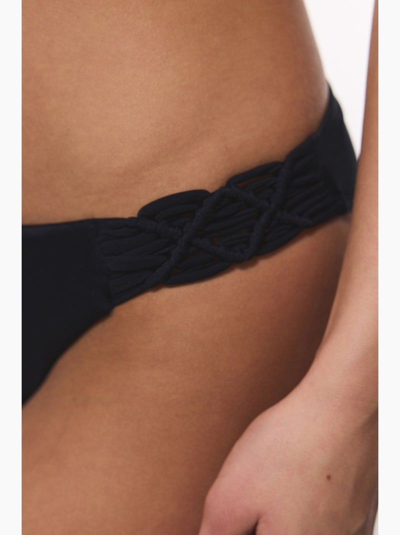Macrame bikinibroekje met lage taille penti Zwart - Kiabi