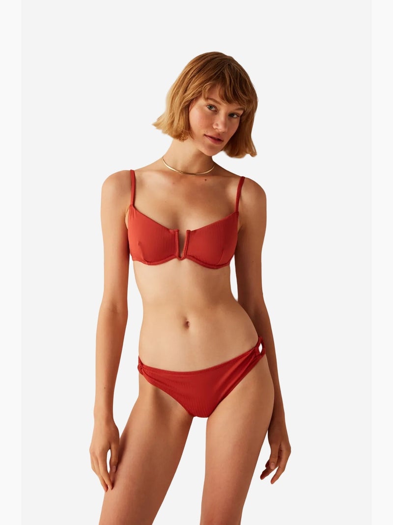 Madder bikinibroekje met strikdetail aan de zijkant penti Terracotta - Kiabi