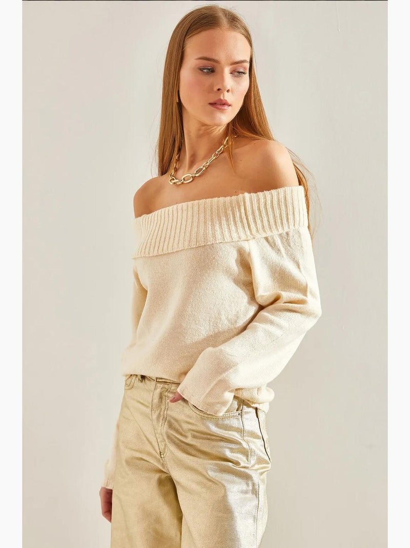 Madonna neck gebreide trui lucci Klei-beige - Kiabi