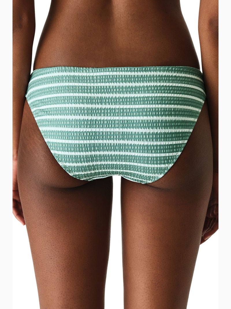 Maela gestreepte bikini slip met structuur en middelhoge taille penti Muntgroen - Kiabi