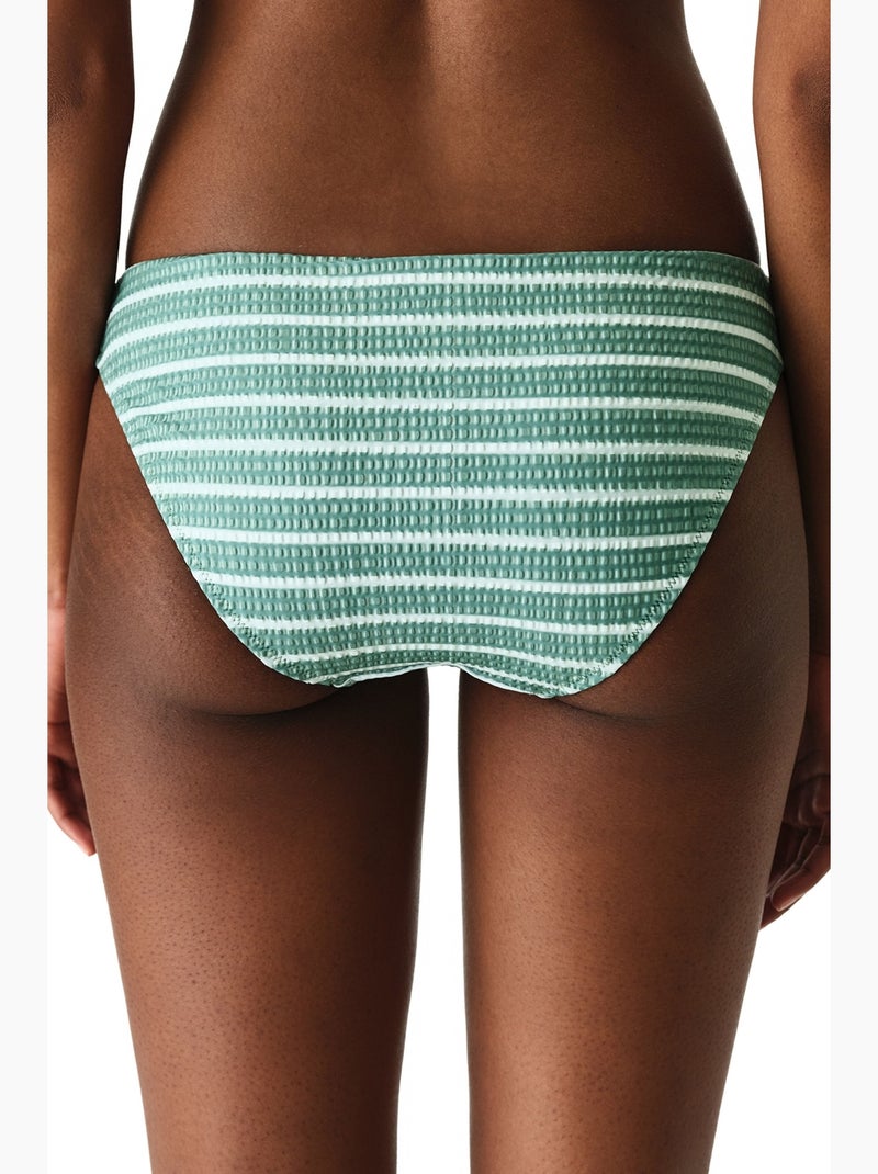 Maela gestreepte bikini slip met structuur en middelhoge taille penti Muntgroen - Kiabi
