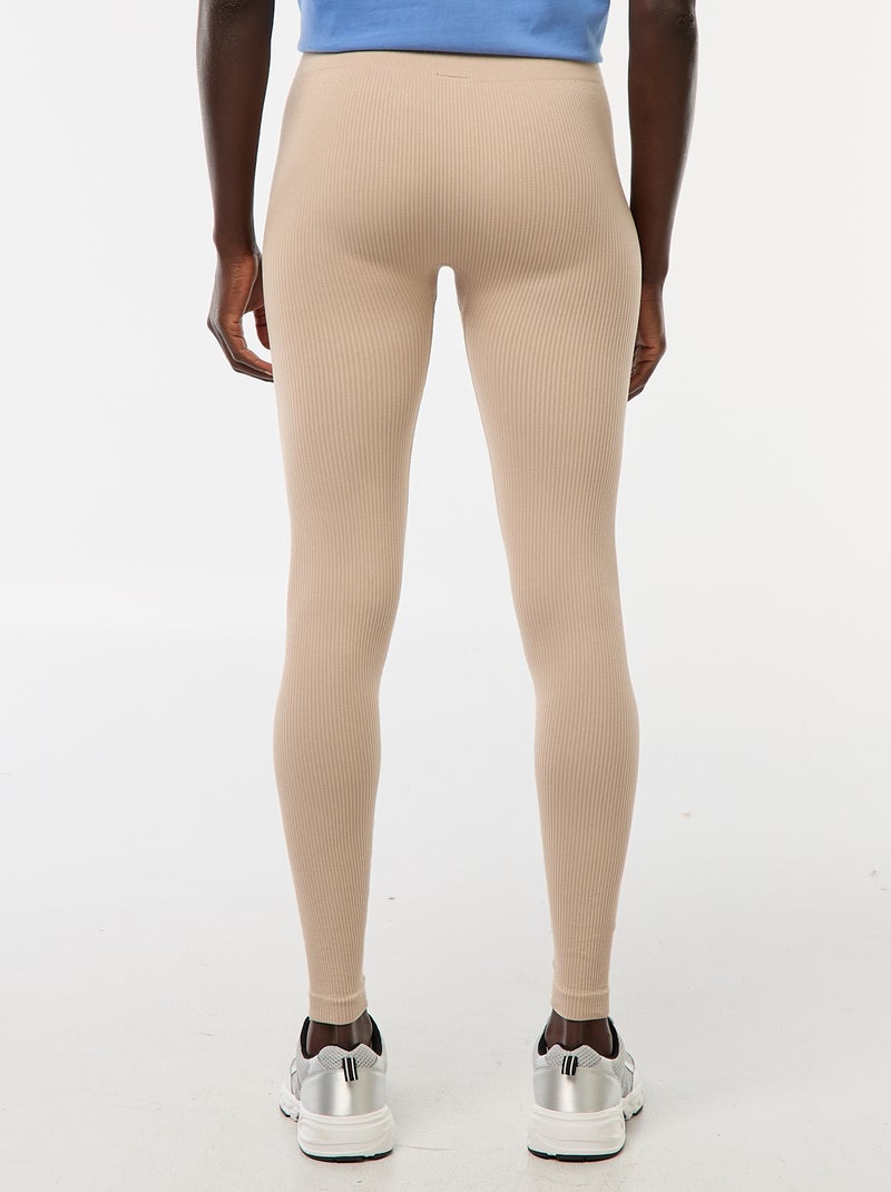 Maille stretch côtelée sans couture Beige - Kiabi