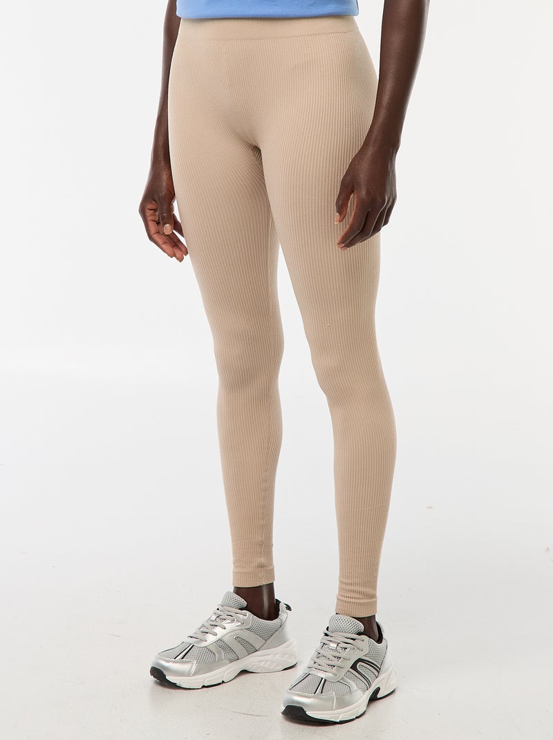Maille stretch côtelée sans couture Beige - Kiabi