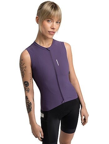 Maillot cyclisme gravel sans manches femme cyclisme femme gm4 strata aubergine