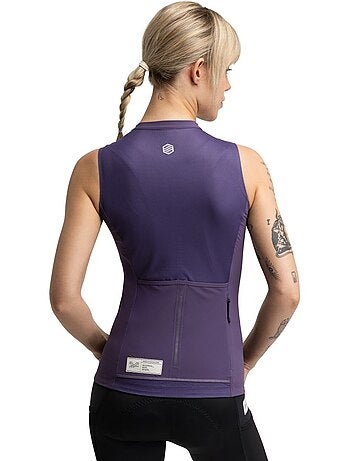 Maillot cyclisme gravel sans manches femme cyclisme femme gm4 strata aubergine