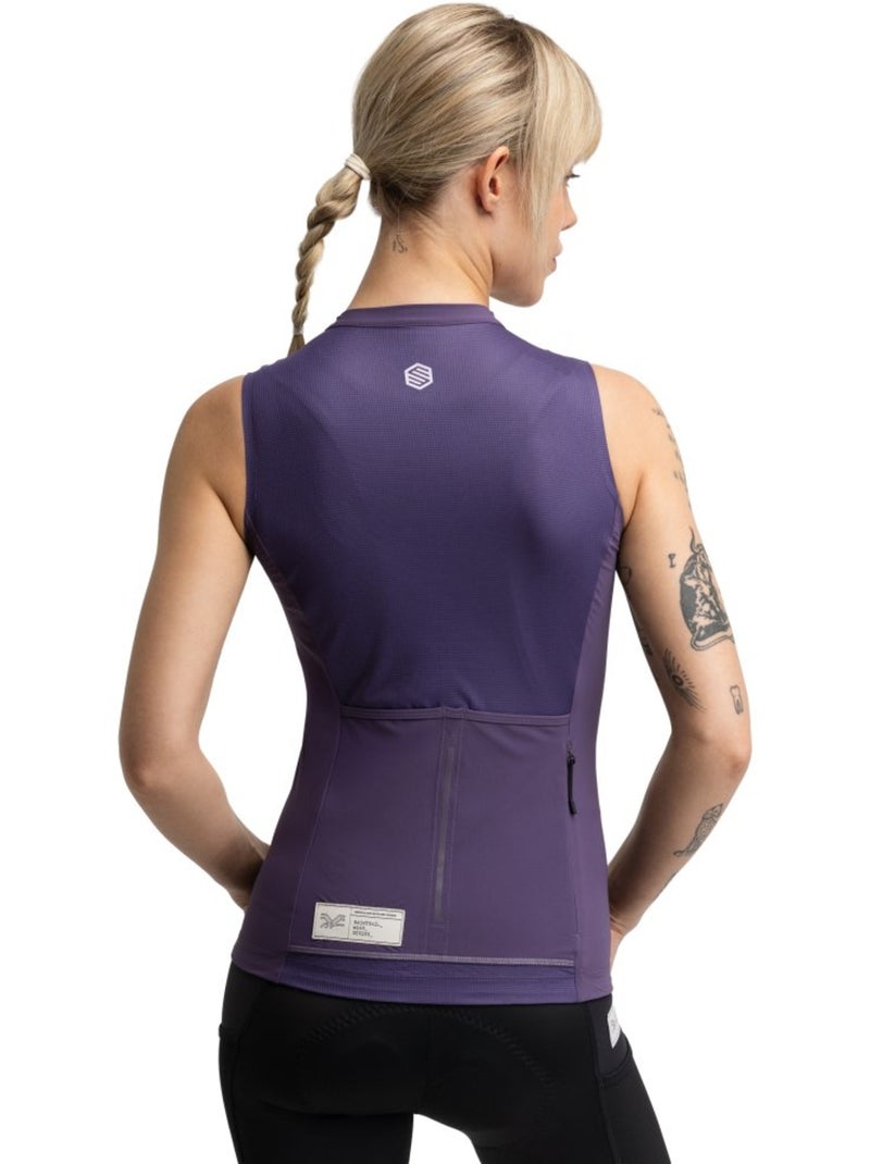 Maillot cyclisme gravel sans manches femme cyclisme femme gm4 strata aubergine Violet - Kiabi
