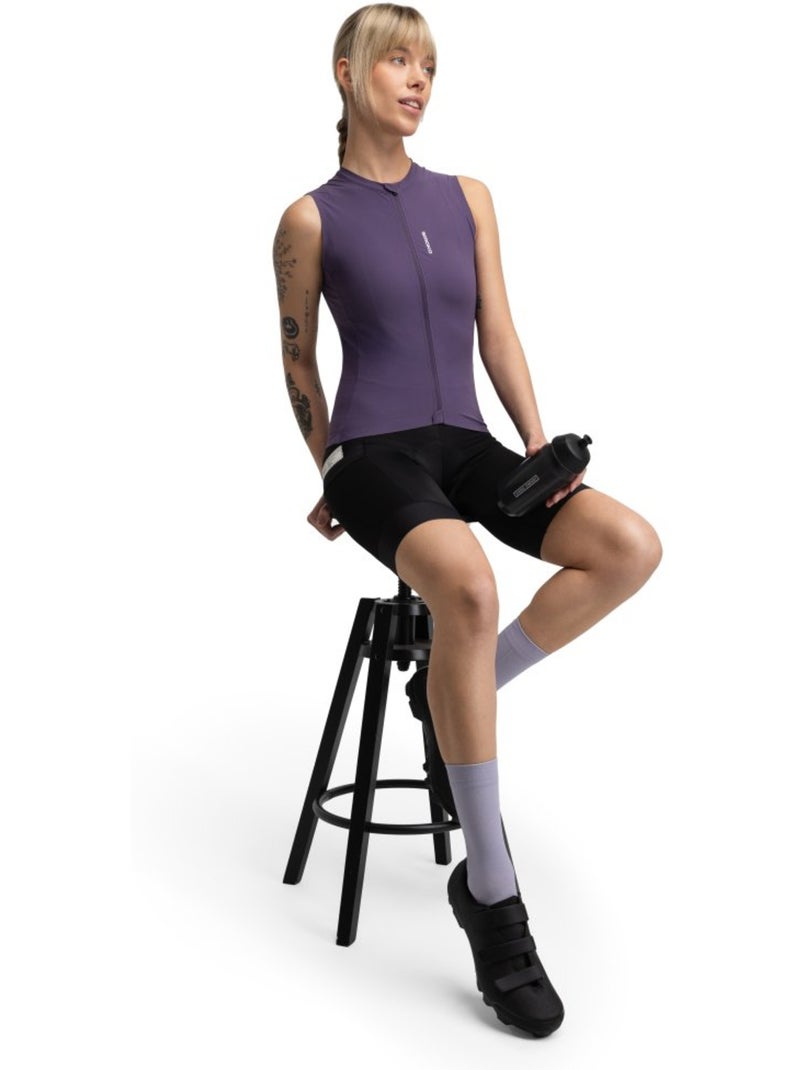 Maillot cyclisme gravel sans manches femme cyclisme femme gm4 strata aubergine Violet - Kiabi