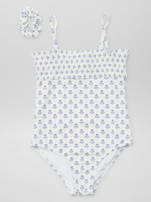 Maillot de bain 1 pièce à imprimé + chouchou - 2 pièces - Kiabi