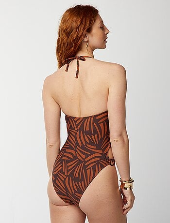 Maillot de bain 1 pièce ajouré feuillage