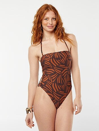 Maillot de bain 1 pièce ajouré feuillage