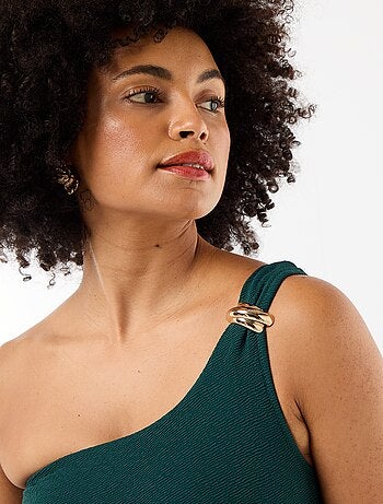 Maillot de bain 1 pièce asymétrique avec bijou doré