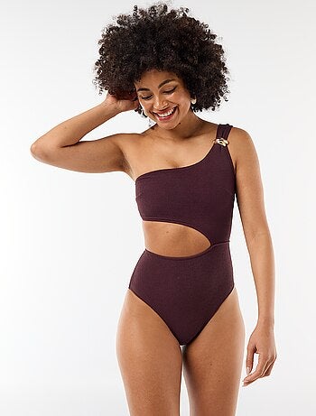 Maillot de bain 1 pièce asymétrique avec bijou doré