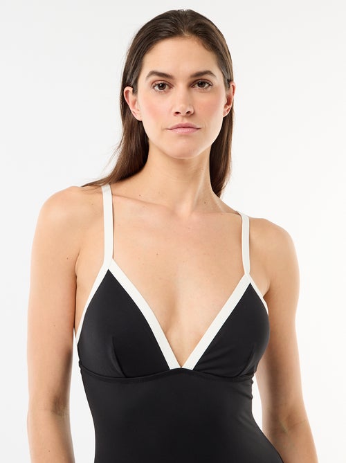 Maillot de bain 1 pièce avec bretelles contrastées - Kiabi