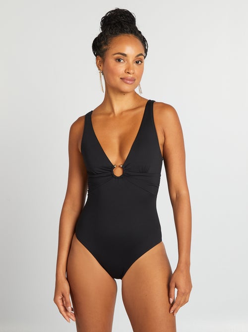 Maillot de bain 1 pièce avec décolleté fantaisie - Kiabi