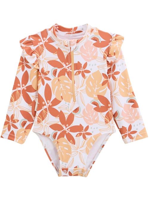 Maillot de bain 1 pièce bébé manches longues Cassis - Kiabi