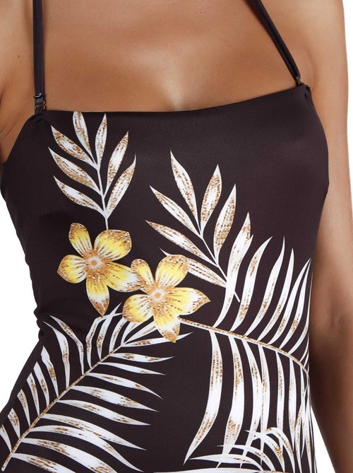 Maillot de bain 1 pièce bustier ethnic leaves - Kiabi