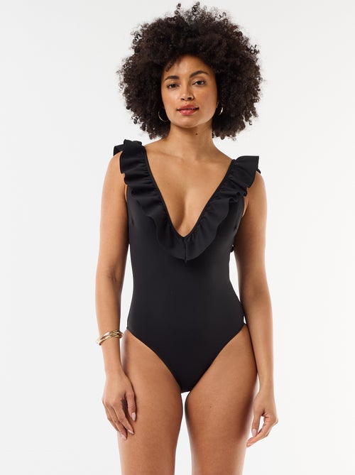 Maillot de bain 1 pièce décolleté plongeant - Kiabi