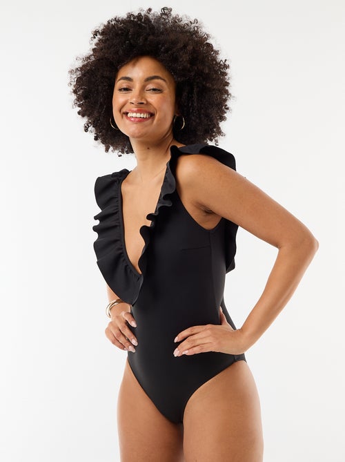 Maillot de bain 1 pièce décolleté plongeant - Kiabi