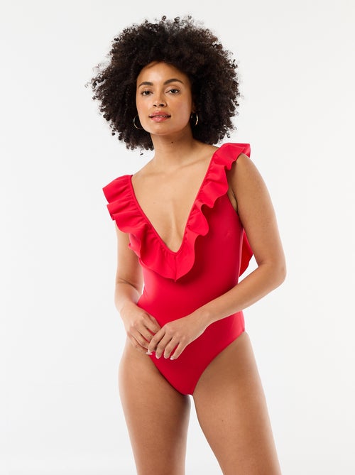 Maillot de bain 1 pièce décolleté plongeant - Kiabi