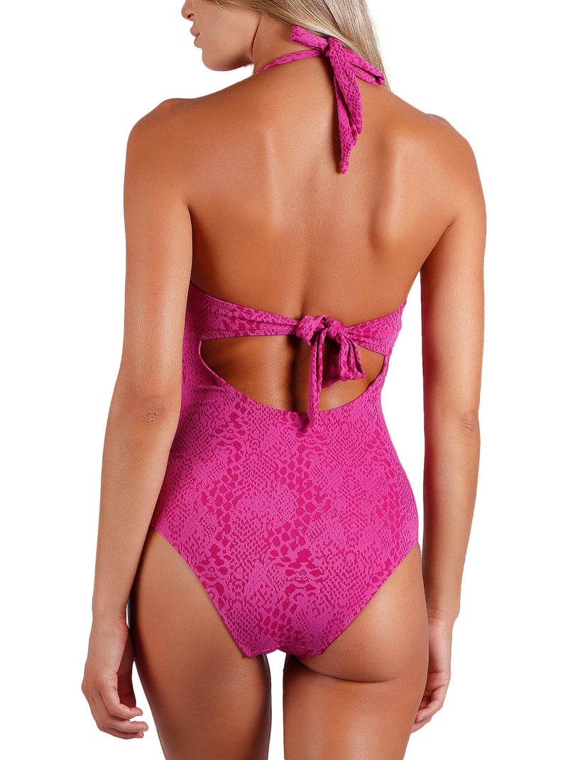 Maillot de bain 1 pièce dos nu préformé love skin Rose fushia - Kiabi